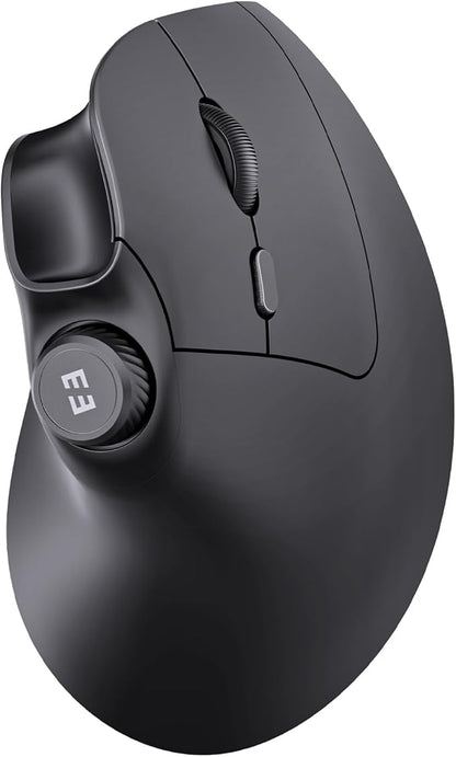 seenda Ergonomic Mouse Rechargeable, USB+Dual Bluetooth, MOU-302 Vertical Wireless Mouse with Volume Knob, Quiet Clicks, Multi-Device Cordless Mice Compatible for Windows, PC, Laptop, Mac OS, Black