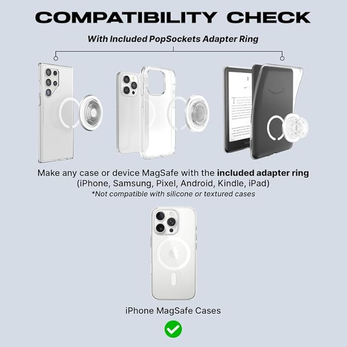 PopSockets Phone Grip for MagSafe with Kickstand, Magnetic Stand, Swappable Top, Secure Hold for iPhone MagSafe Cases, Phone & Tablet Grip, Cute PopSockets - Enamel Seashore Finds