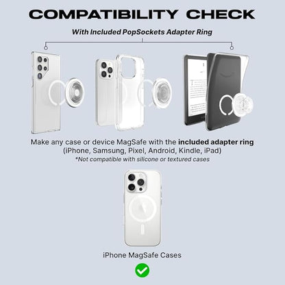 PopSockets Phone Grip for MagSafe with Kickstand, Magnetic Stand, Swappable Top, Secure Hold for iPhone MagSafe Cases, Phone & Tablet Grip, Cute PopSockets - Opalescent Pink