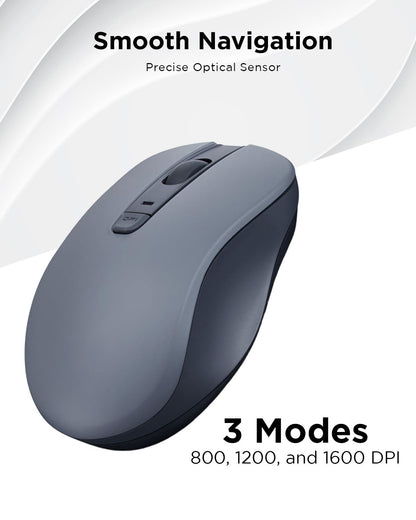 Lenovo Bluetooth Silent Mouse (WL300) - 5 Button Computer Mouse with Silent Left & Right Click – Sculpted Grip, Microsoft Swift Pair, Up to 1600 DPI (Grey)