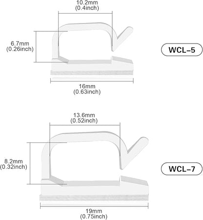 XHF 3/4” Adhesive Cable Wire Clips White 60pcs, Cable Staples Outdoor Cable Management Wire Organizer Cord Holder for Under Desk, Car, Wall, TV PC Ethernet Cable