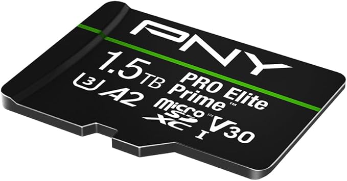 PNY 1.5TB PRO Elite Prime C10 U3 V30 A2 microSDXC Flash Memory Card – Ultra-Fast Speeds, Read 200MB/s, Write 150MB/s, 4K UHD, Full HD, UHS-I, for Smartphones, Drones, Action Cameras
