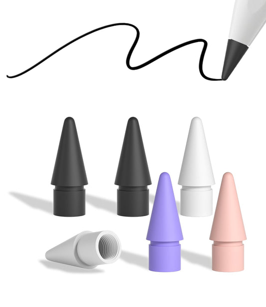 Replacement Pencil Tips for Apple Pencil Pro, Pen Tips for Apple Pencil 2nd Gen/1st Gen/USB-C, Wear-Resisting Pencil Nibs with Storage Box, Pen Nibs Set Compatible with Apple Pen (6 Pack, Purple)