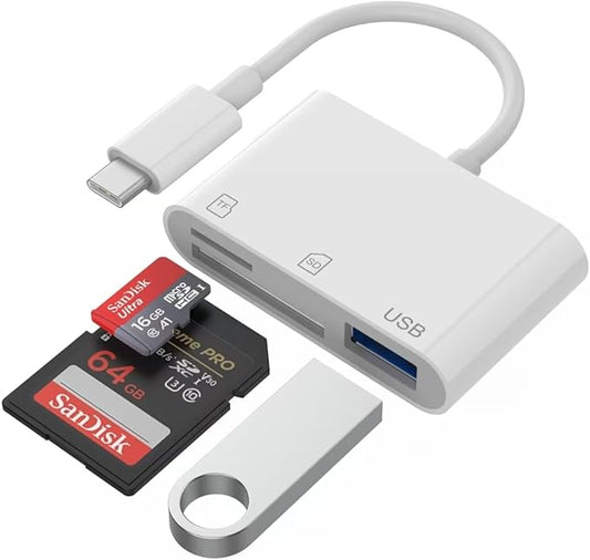 SD Card Reader USB C to Micro SD,Dual Slots with Camera Adapter for Digital Camera, iPhone 15-17, iPad, Mac, MacBook, Android, Laptop