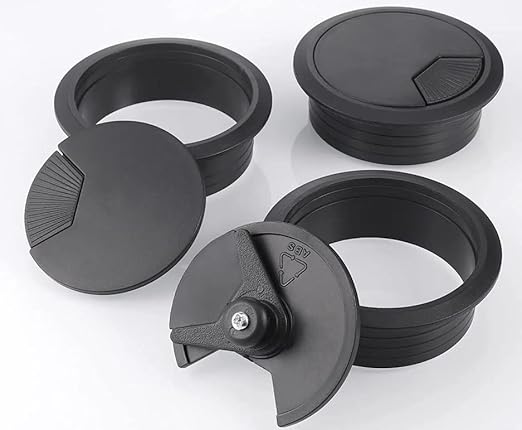 TuTuYa 8PCS Desk Grommet, Desk Grommet 2Inch(50mm) Desk Cable Grommet Desk Cable Hole Covers with Hole Saw, Ideal Solution for Office and Home Table Cable (Black, 2Inch_50mm)