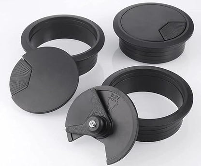TuTuYa 8PCS Desk Grommet, Desk Grommet 2Inch(50mm) Desk Cable Grommet Desk Cable Hole Covers with Hole Saw, Ideal Solution for Office and Home Table Cable (Black, 2Inch_50mm)