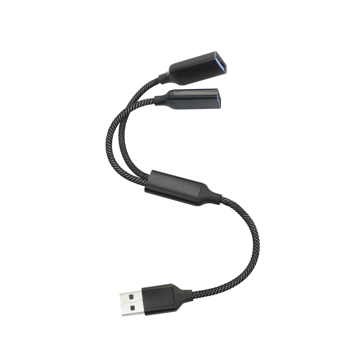 Type-C Connector to Dual USB-A Female Connector Y-type Splitter Cable, 1FT
