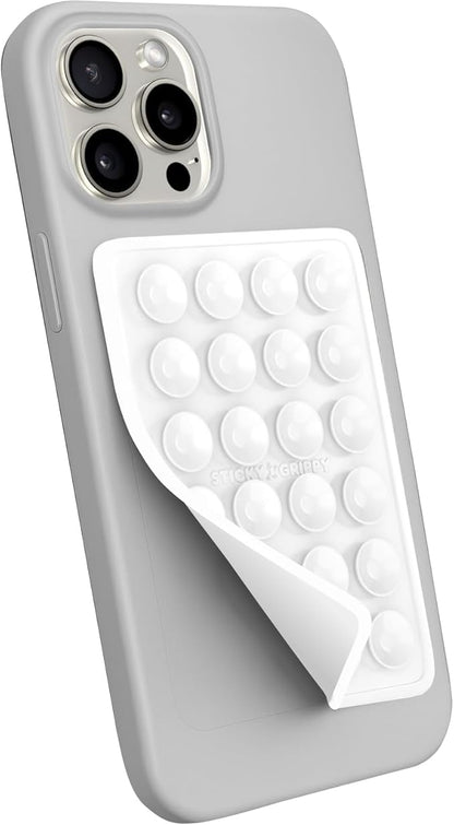 StickyGrippy Suction Phone Case Mount, Sillicon Adhesive Phone Accessory for iPhone and Android, Hands-Free Fidget Toy Mirror Shower Phone Holder, Tiktok Videos and Selfies (Blue)