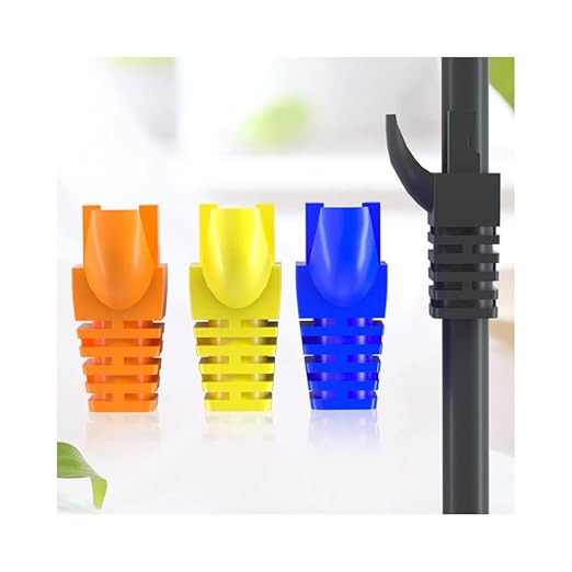 50 Pcs Cat5E Cat6 Strain Relief Boots, RJ45 Plug Connector Cover Modular Network Plug Cap, Orange