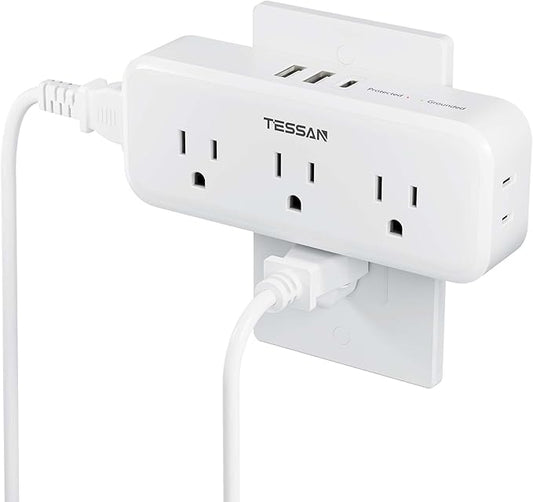 TESSAN Multi Plug Outlet Splitter, Multiple Plug Surge Protector, White