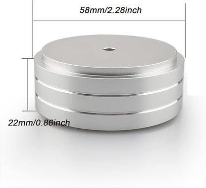 Tertullus 4 Pcs Turntable Feet Aluminum HiFi Turntable Isolation Feet Aluminum Stand Speakers Spikes Audio Pads 58x22mm for HiFi Amplifier/Speaker/Turntable/Player(Silver)