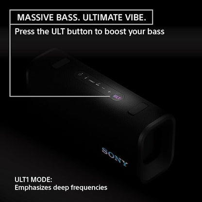 Sony ULT Field 3 Wireless Portable Bluetooth Speaker, IP67 Waterproof, Dustproof, Rustproof, and Shockproof with Enhanced Bass, 24 Hour Battery and Shoulder Strap (SRSULT30B), Black