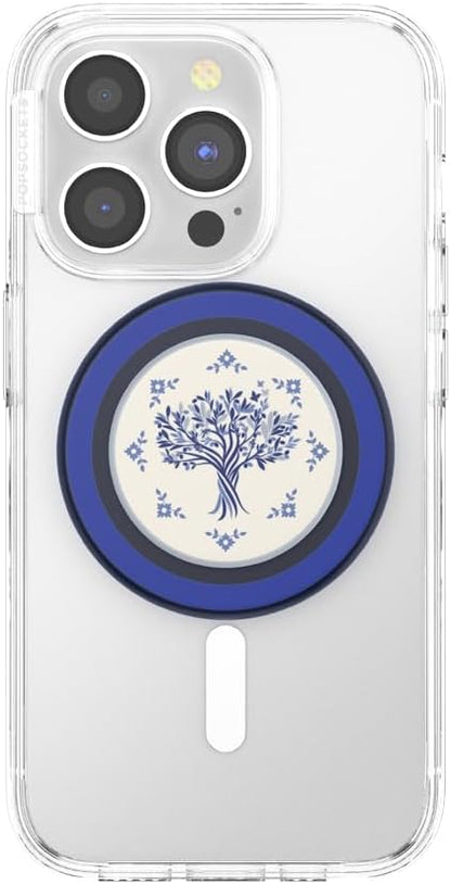 PopSockets Phone Grip for MagSafe with Kickstand, Magnetic Stand, Swappable Top, Secure Hold for iPhone MagSafe Cases, Phone & Tablet Grip - Olive Tree Tile