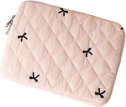 Cute Bow Graphic Carrying Laptop Bag Y2K Preppy Laptop Sleeve Case Bag Kawaii Pad Computer Protect Case Pouch (15-15.6 inch,Pink)