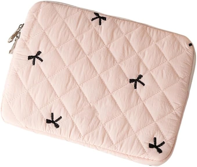 Cute Bow Graphic Carrying Laptop Bag Y2K Preppy Laptop Sleeve Case Bag Kawaii Pad Computer Protect Case Pouch (13-14 inch,Pink)
