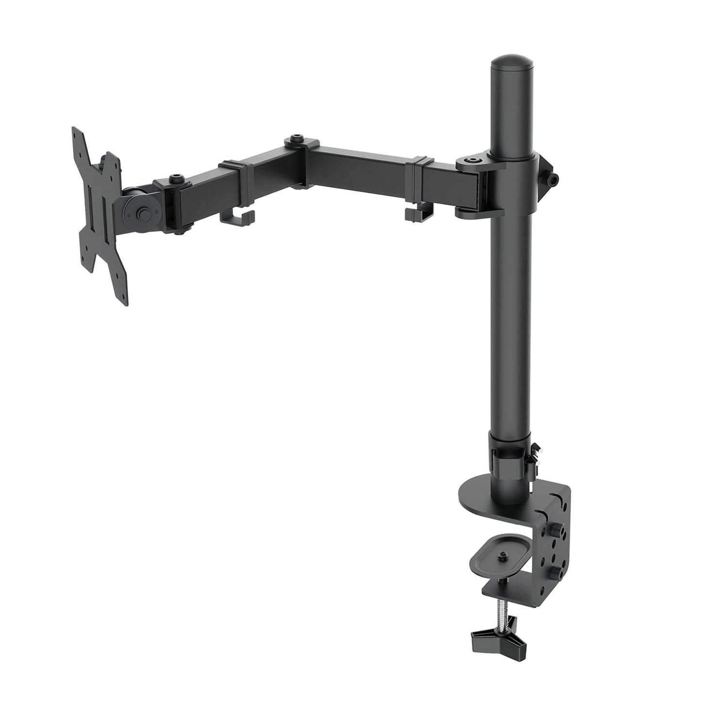 H&C(hcck&Cllassp) Single Monitor Mount, Desk Mount with Swivel, Tilt, Rotation, Height Adjustable, VESA Mount for 17-27” Monitors up to 17.6 lbs, Monitor Stand with C-Clamp, Black