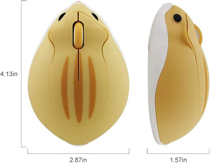 2.4GHz Wireless Mouse Cute Hamster Shape Less Noice Portable Mobile Optical 1200DPI USB Mice Cordless Mouse for PC Laptop Computer Notebook MacBook Kids Girl Men Women Adults Gift (Yellow)
