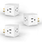 POWERCORDS 3 Outlet Cube Wall Adapter, 3 Pack, Recessed Outlet Extender, Low Profile 3 Prong Plug Splitter, Grounded Wall Tap, 90° Compact Adapter, Cruise & Travel, UL Listed 15A 125V White