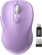 Trueque Wireless Mouse for Laptop, 2.4GHz Ergonomic Computer Mouse with Back & Forward Buttons, 3-Level DPI, 6 Buttons, Optical USB Cordless Mice for Windows Chromebook MacBook PC (Lavender)