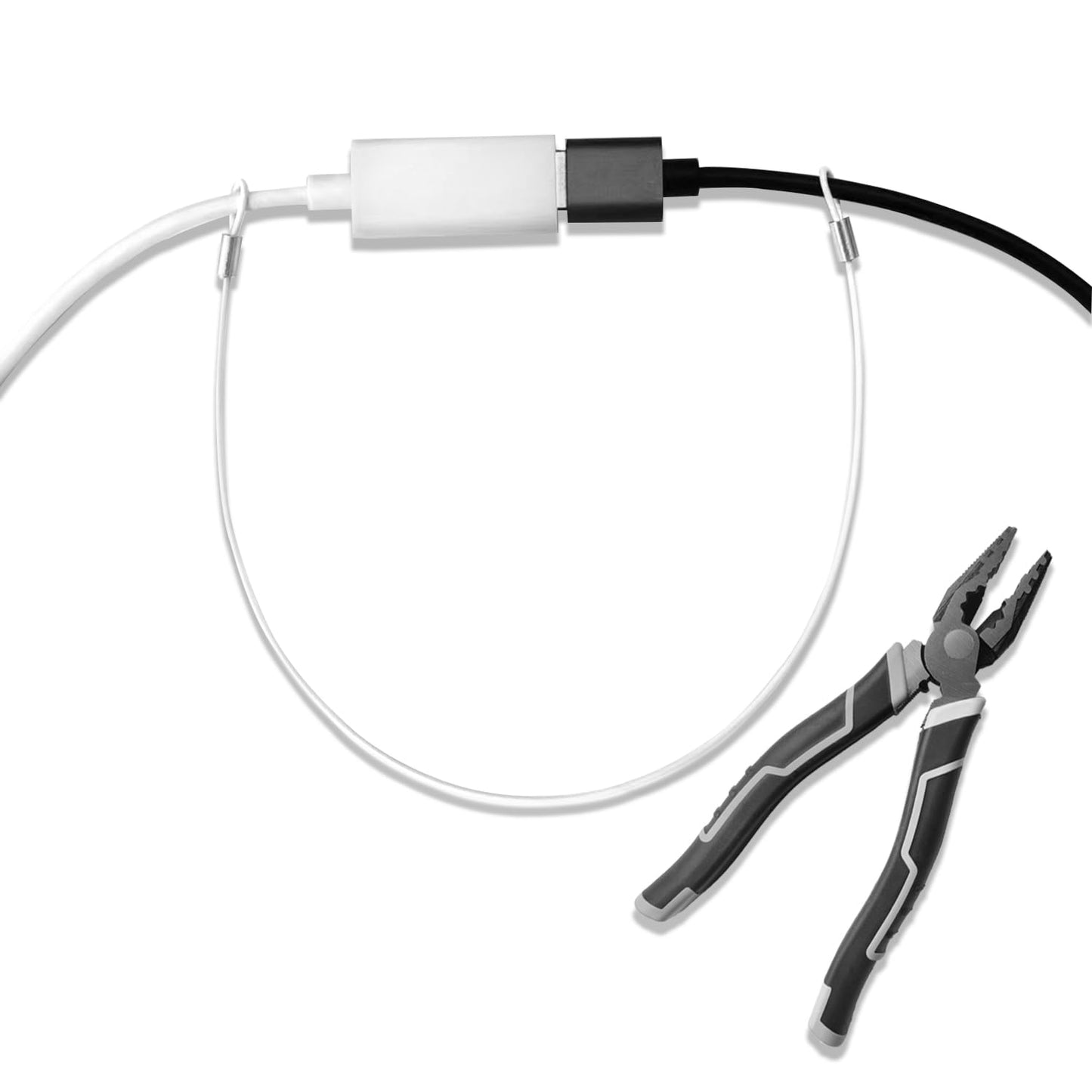 Ciyebst Cable Tethers 15 Pack with Crimping Tool (12 Inches, White), Adjustable Security Cable Look, Universal DIY Adapter Tethering Ties Kit for Computer Cord, Pre-Assembled, Tamper-Resistant