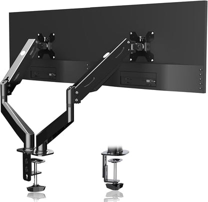 Pholiten Dual Monitor Arm 32inch,Fully Adjustable Gas Spring Monitor Desk Mount Vesa Bracket,Adjustable Tilt/Swivel/Rotate Monitor Stand Up to 22lbs