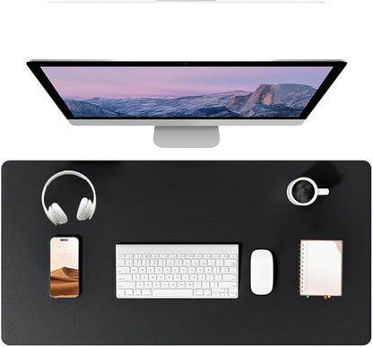 PU Leather Desk Pad Protector Gaming Mouse Pad Non Slip Desk Mat for Keyboard and Mouse Waterproof Desk Writing Pad for Office and Home Desk Accessories(Black, 23.6 * 11.8)