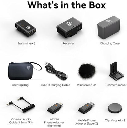 Wireless Microphone, AI Noise Cancelling with 56H Battery, 656ft Range & Wind Muff for iPhone/Android/Camera, Magnetic Clip-On for Streaming/Vlog/Interview