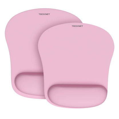 TECKNET 2 Pack Gaming Ergonomic Mouse Pad with Wrist Support Pink