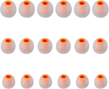 Earbud Tips Soft Silicone Earbuds Replacement Tips Fit for in-Ear Headphones(Inner Hole from 3.8mm - 4.2mm Earphones) 9 Pairs S/M/L,Transparent Orange