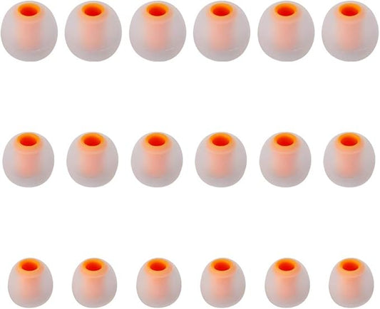 Earbud Tips Soft Silicone Earbuds Replacement Tips Fit for in-Ear Headphones(Inner Hole from 3.8mm - 4.2mm Earphones) 9 Pairs S/M/L,Transparent Orange