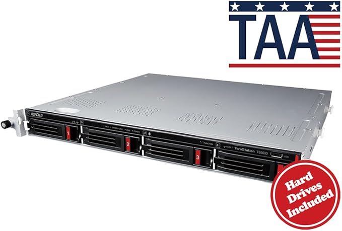 BUFFALO TeraStation 3430RN 4-Bay 32TB (4x8TB) Rackmount Small-Med Business NAS w/Hard Drives Included