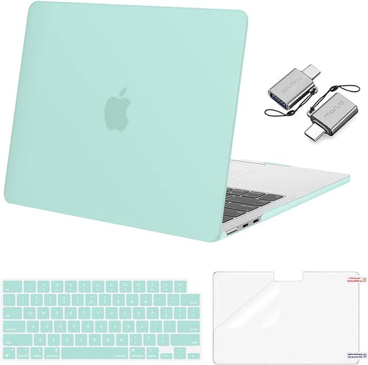MOSISO Compatible with MacBook Air 13 inch Case M5 2026 M4 2025 M3 M2 2024-2022 A3449 A3240 A3113 A2681, Hard Shell&Keyboard Cover&Screen Film&Type C for MacBook Air 13.6 inch Case, Mint Green