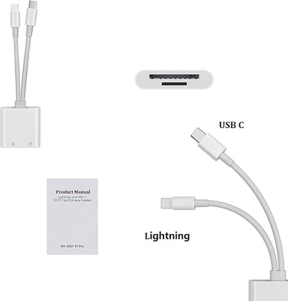 [Apple MFi Certified] iPhone SD Card Reader, 4 in 1 Cameras SD Reader with Dual Slot for MicroSD/TF, Photography Memory Card Trail Game Camera Viewer Adapter, Plug and Play for iPhone/iPad/iMac/DJI