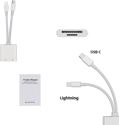[Apple MFi Certified] iPhone SD Card Reader, 4 in 1 Cameras SD Reader with Dual Slot for MicroSD/TF, Photography Memory Card Trail Game Camera Viewer Adapter, Plug and Play for iPhone/iPad/iMac/DJI