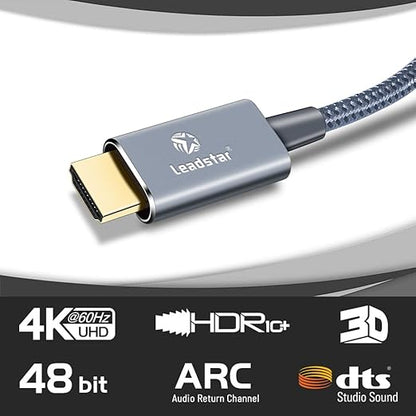 LEADSTAR HDMI Cable 4K 25 ft /7.5m, High Speed HDMI 2.0 Cord Braided | 4K@60Hz, Ultra HD, 2160p, ARC, HDR, 3D, HDCP 2.2 | for Xbox, PS5, TV, Laptop, Monitor