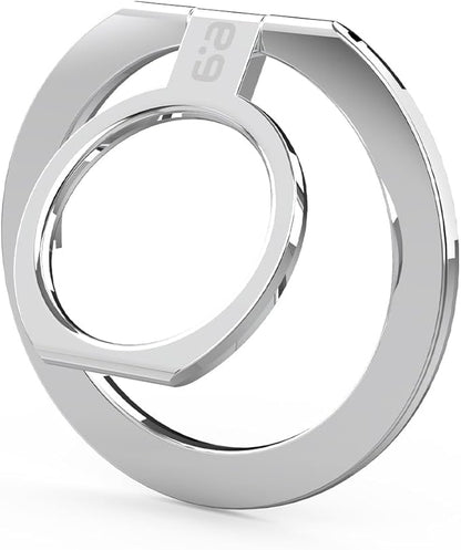 PureGear Magnetic Phone Grip Ring Stand, Magnetic Phone Ring Holder for MagSafe iPhone 16, 16Pro, 16Plus, 16ProMax, 15, 15Plus, 14, 14Pro, 14Pro Max, 13, 12, Adjustable Kickstand (Chrome Silver)