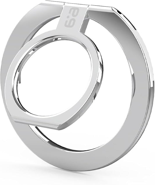 PureGear Magnetic Phone Grip Ring Stand, Magnetic Phone Ring Holder for MagSafe iPhone Air, 17, 17Pro, 17ProMax, 16, 16Pro, 16Plus, 16ProMaxs, 15, 14, 13, 12, Adjustable Kickstand (Chrome Silver)