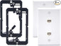 VCE 2-Port Ethernet Wall Plate (UL-Listed), CAT6 Wall Plate and Jack, RJ45 Keystone Wall Outlet with Single Gang Low Voltage Mounting Bracket, White 2-Pack