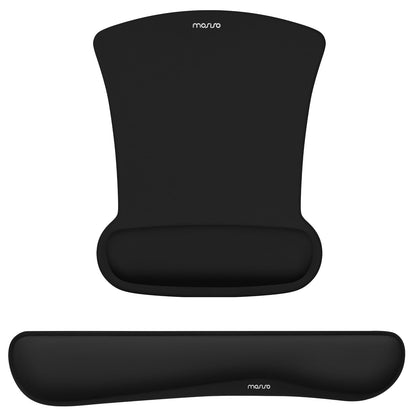 MOSISO Wrist Rest Support for Mouse Pad & Keyboard Set, Ergonomic Mousepad Non-Slip Base Home/Office Pain Relief & Easy Typing Cushion with Neoprene Cloth & Raised Memory Foam, Black