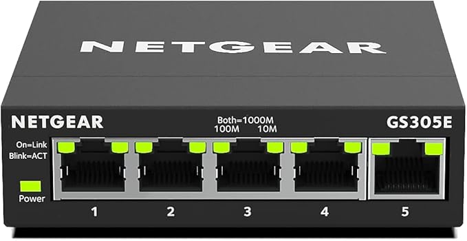 NETGEAR 5-Port Gigabit Ethernet Easy Smart Managed Essentials Switch - Desktop or Wall Mount, Home Network Hub, Office Ethernet Splitter