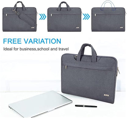 Voova Laptop Bag 13 14 Inch, Waterproof Computer Sleeve Carrying Case with Shoulder Straps & Handle Compatible with Macbook Air 13 M2/M3/M4, MacBook Pro 13/14, HP Dell Lenovo Chromebook 14, Grey