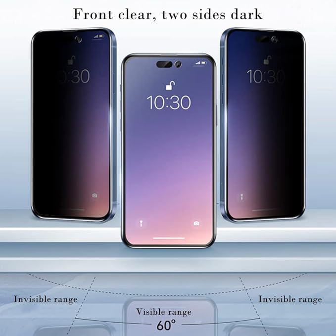PERFECTSIGHT Privacy Screen Protector Compatible with iPhone 14 Pro Max 6.7 Inch, HD Clear Bubble Free Anti-Scratch Case Friendly Anti Blue Light Anti Spy 5X Strogner Tempered Glass