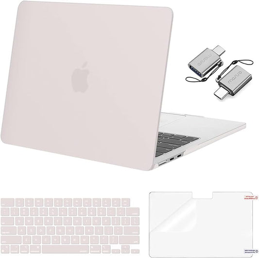 MOSISO Compatible with MacBook Air 13 inch Case M5 2026 M4 2025 M3 M2 2024-2022 A3449 A3240 A3113 A2681, Hard Shell&Keyboard Cover&Screen Film&Type C for MacBook Air 13.6 inch Case, Stone Gray