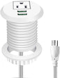 Desktop Power Grommet,Desk Grommet Outlet 2 inch Hole,Power Grommet with USB, Easy Access to 1 power Source Along with 2 USB Power Port Connections(white)