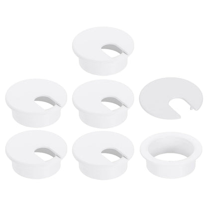 uxcell 6 Pcs 35mm (1.38 Inch) Desk Grommet, Plastic Cable Hole Cover, Wire Cord Cable Organizer for Home Office Computer Desk Cabinet, White