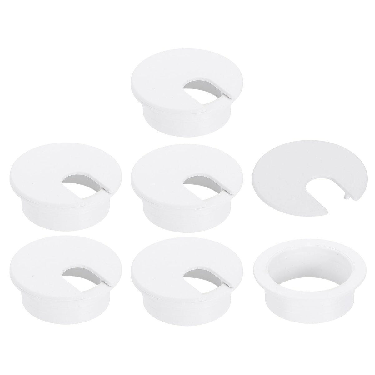uxcell 6 Pcs 35mm (1.38 Inch) Desk Grommet, Plastic Cable Hole Cover, Wire Cord Cable Organizer for Home Office Computer Desk Cabinet, Black
