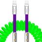 ChubbyCable Colorblock Chubby - Spring Braided Silicone Charge Cable - Coiled USB C Cable Fast Charging Cord for Car, Green+Purple, Type-C to Type-C, 2.29FT-3.6FT
