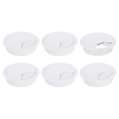 uxcell 6 Pcs 80mm (3.15 Inch) Desk Grommet, Plastic Cable Hole Cover, Wire Cord Cable Organizer for Home Office Computer Desk Cabinet, White
