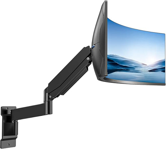 HUANUO 49 inch Ultrawide Monitor Wall Mount, Heavy Duty Screen Arm with Premium Aluminum, Supports up to 44 lbs, Wall Mount Monitor Arm for Height Adjustment, Tilt, Swivel, Rotate