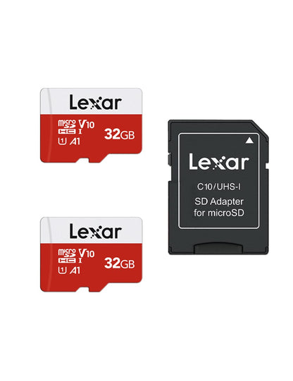 Lexar 32GB Micro SD Card 2 Pack, microSDHC UHS-I Flash Memory Card with Adapter - Up to 100MB/s, U1, Class10, V10, A1, High Speed TF Card (2 microSD Cards + 1 Adapter)